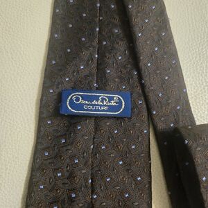 Oscar de la Renta Dark Brown Geometric Tie